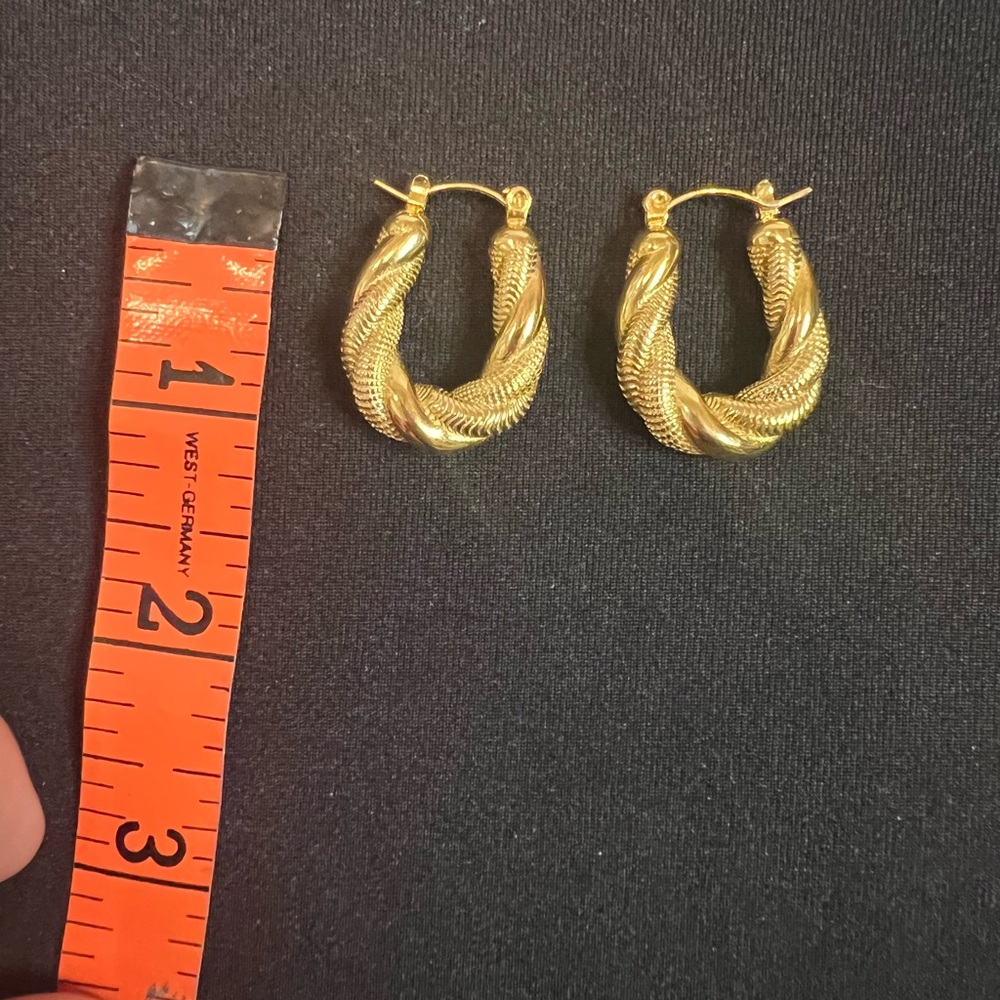 Gold Textured Hoops - Picture 3 of 4